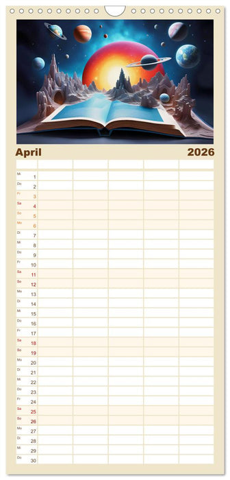 Fantasy-Bücher Schönheit des Universums (CALVENDO Familienplaner 2026)