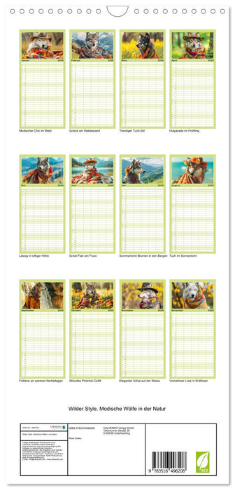 Wilder Style. Modische Wölfe in der Natur (CALVENDO Familienplaner 2026)