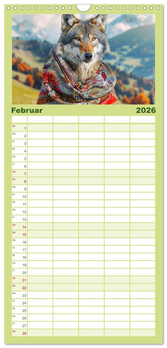 Wilder Style. Modische Wölfe in der Natur (CALVENDO Familienplaner 2026)