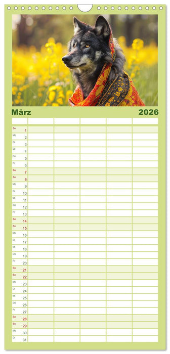 Wilder Style. Modische Wölfe in der Natur (CALVENDO Familienplaner 2026)