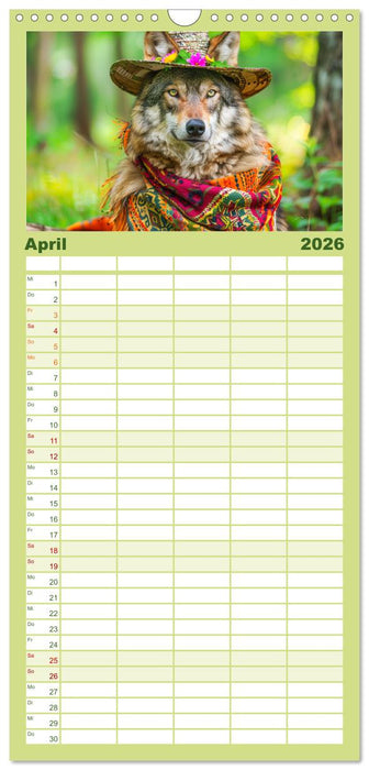 Wilder Style. Modische Wölfe in der Natur (CALVENDO Familienplaner 2026)