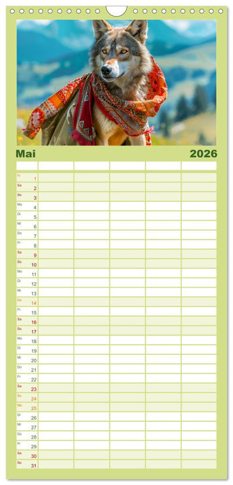 Wilder Style. Modische Wölfe in der Natur (CALVENDO Familienplaner 2026)