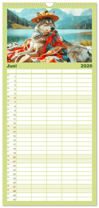 Wilder Style. Modische Wölfe in der Natur (CALVENDO Familienplaner 2026)