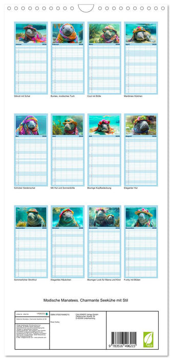 Modische Manatees. Charmante Seekühe mit Stil (CALVENDO Familienplaner 2026)