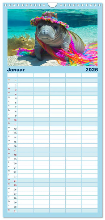 Modische Manatees. Charmante Seekühe mit Stil (CALVENDO Familienplaner 2026)