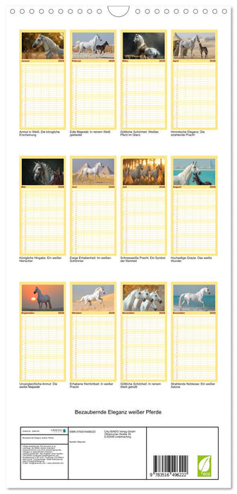 Bezaubernde Eleganz weißer Pferde (CALVENDO Familienplaner 2026)