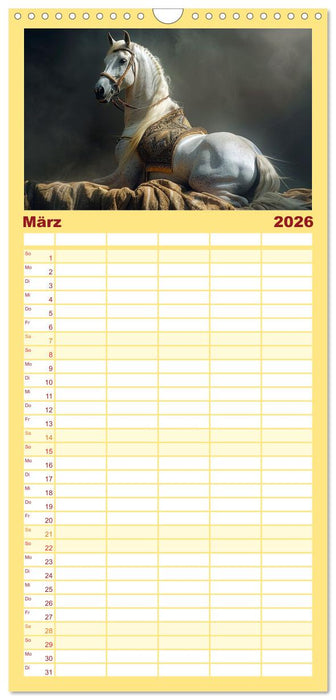 Bezaubernde Eleganz weißer Pferde (CALVENDO Familienplaner 2026)