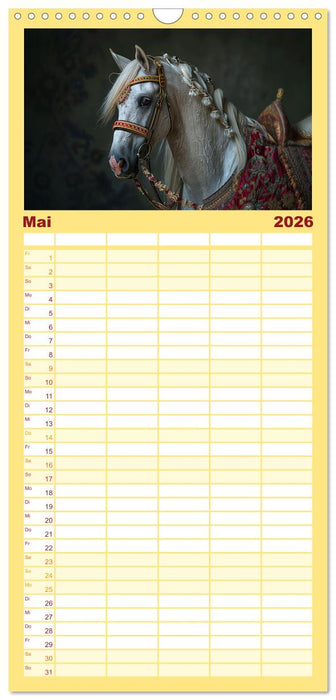 Bezaubernde Eleganz weißer Pferde (CALVENDO Familienplaner 2026)