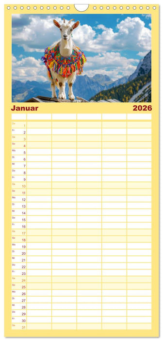 Ziegen im Modezauber. Ein alpiner Fashion-Marathon (CALVENDO Familienplaner 2026)