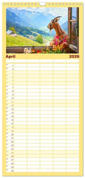 Ziegen im Modezauber. Ein alpiner Fashion-Marathon (CALVENDO Familienplaner 2026)