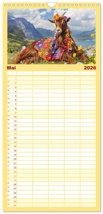 Ziegen im Modezauber. Ein alpiner Fashion-Marathon (CALVENDO Familienplaner 2026)