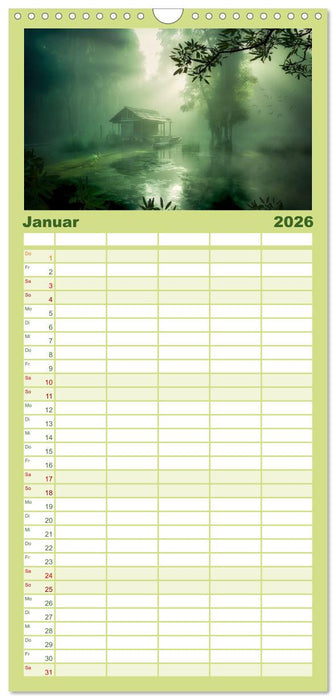 Träumereien in Grün (CALVENDO Familienplaner 2026)