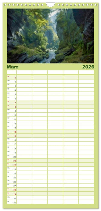 Träumereien in Grün (CALVENDO Familienplaner 2026)