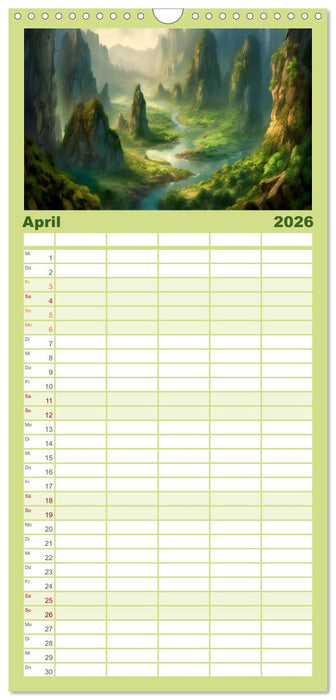 Träumereien in Grün (CALVENDO Familienplaner 2026)