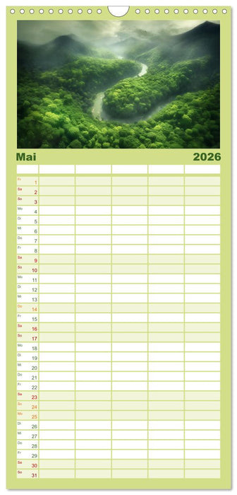 Träumereien in Grün (CALVENDO Familienplaner 2026)