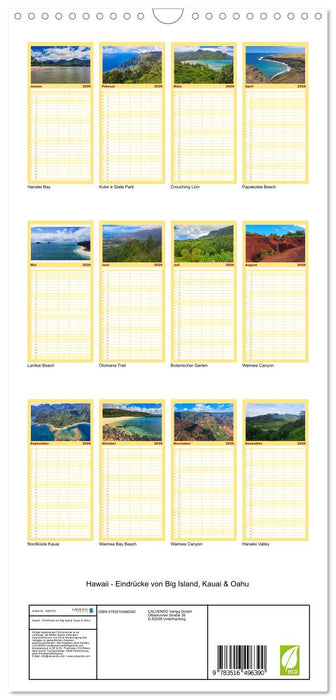 Hawaii - Eindrücke von Big Island, Kauai & Oahu (CALVENDO Familienplaner 2026)