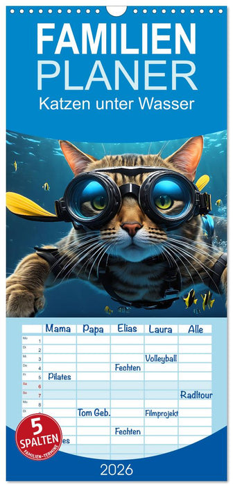 Katzen unter Wasser (CALVENDO Familienplaner 2026)