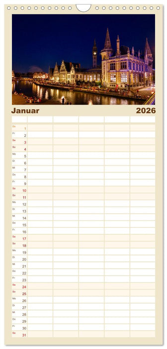 Brügge und Gent im Zwielicht (CALVENDO Familienplaner 2026)
