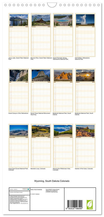 Wyoming, South Dakota Colorado (CALVENDO Familienplaner 2026)