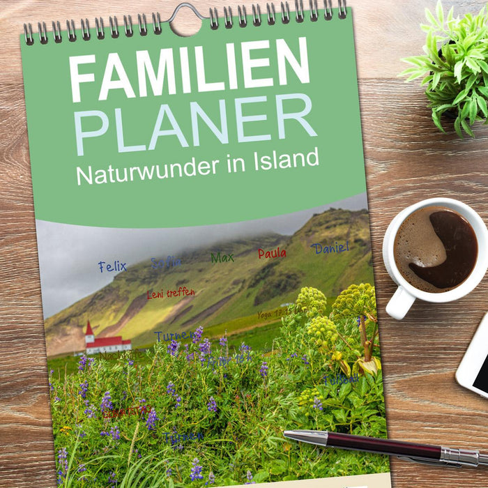 Naturwunder in Island (CALVENDO Familienplaner 2026)
