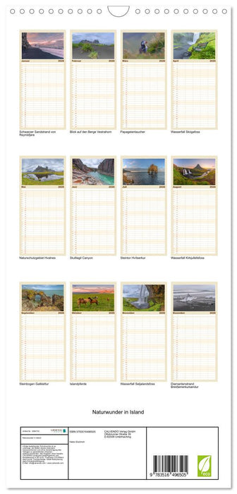 Naturwunder in Island (CALVENDO Familienplaner 2026)