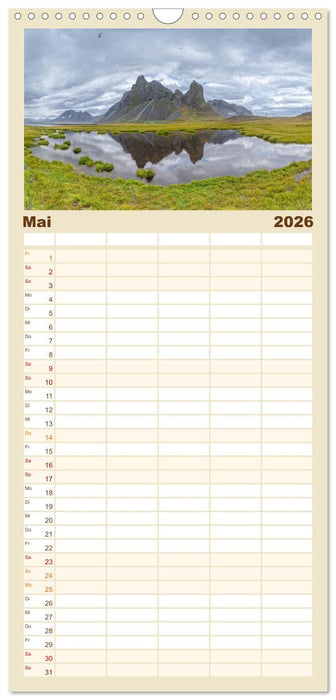 Naturwunder in Island (CALVENDO Familienplaner 2026)