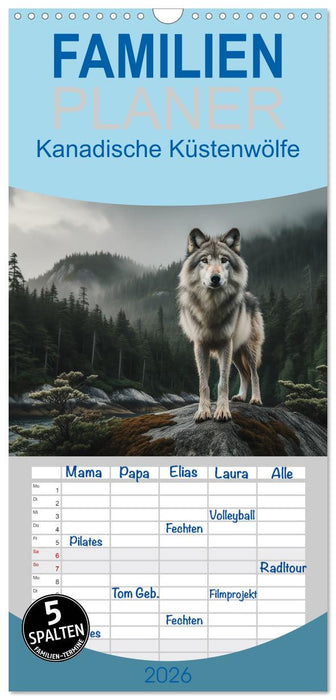 Kanadische Küstenwölfe (CALVENDO Familienplaner 2026)