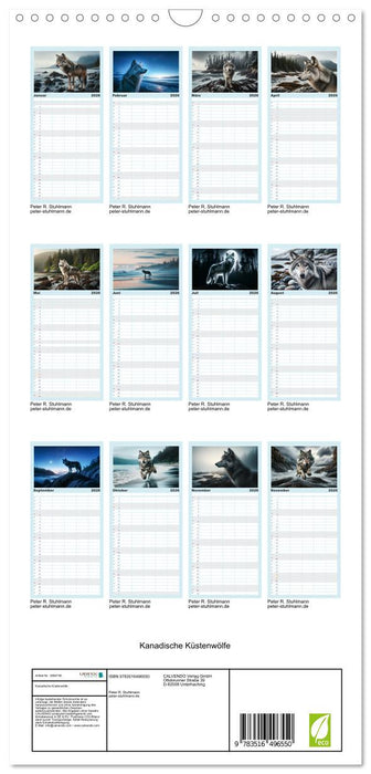 Kanadische Küstenwölfe (CALVENDO Familienplaner 2026)