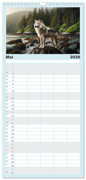 Kanadische Küstenwölfe (CALVENDO Familienplaner 2026)