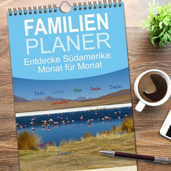 Entdecke Südamerika: Monat für Monat (CALVENDO Familienplaner 2026)