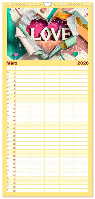 Ein ganzes Jahr voller Liebe (CALVENDO Familienplaner 2026)