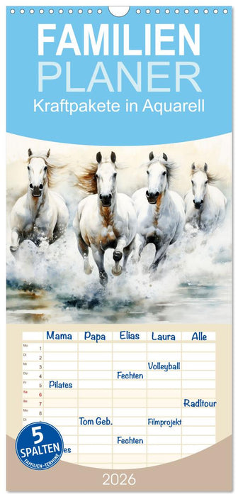 Kraftpakete in Aquarell (CALVENDO Familienplaner 2026)