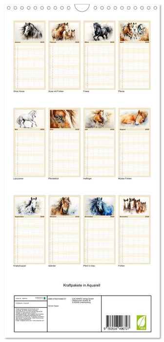 Kraftpakete in Aquarell (CALVENDO Familienplaner 2026)