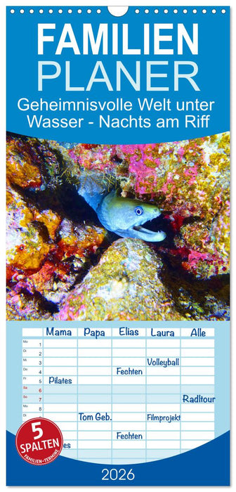 Geheimnisvolle Welt unter Wasser - Nachts am Riff (CALVENDO Familienplaner 2026)
