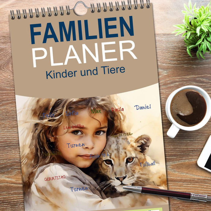 Kinder und Tiere (CALVENDO Familienplaner 2026)
