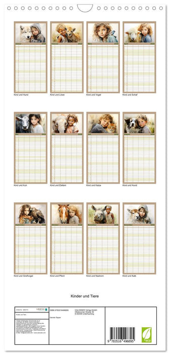 Kinder und Tiere (CALVENDO Familienplaner 2026)