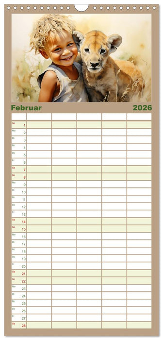 Kinder und Tiere (CALVENDO Familienplaner 2026)