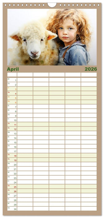 Kinder und Tiere (CALVENDO Familienplaner 2026)