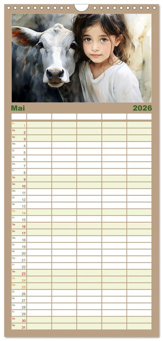 Kinder und Tiere (CALVENDO Familienplaner 2026)