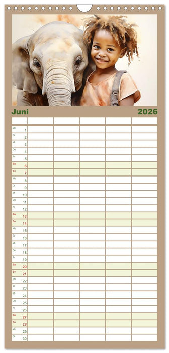 Kinder und Tiere (CALVENDO Familienplaner 2026)