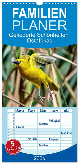 Gefiederte Schönheiten Ostafrikas (CALVENDO Familienplaner 2026)