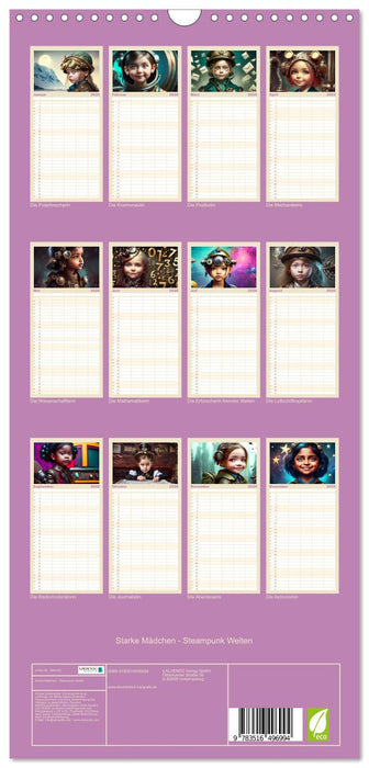 Starke Mädchen - Steampunk Welten (CALVENDO Familienplaner 2026)