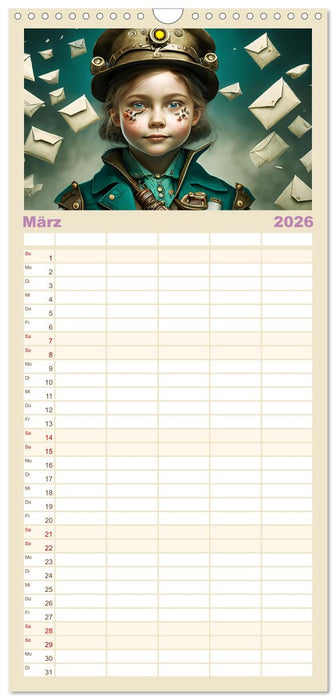 Starke Mädchen - Steampunk Welten (CALVENDO Familienplaner 2026)