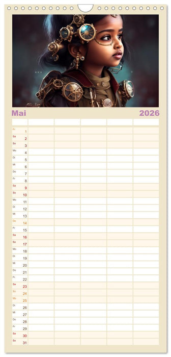 Starke Mädchen - Steampunk Welten (CALVENDO Familienplaner 2026)