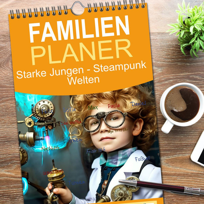 Starke Jungen - Steampunk Welten (CALVENDO Familienplaner 2026)