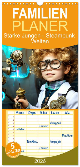 Starke Jungen - Steampunk Welten (CALVENDO Familienplaner 2026)