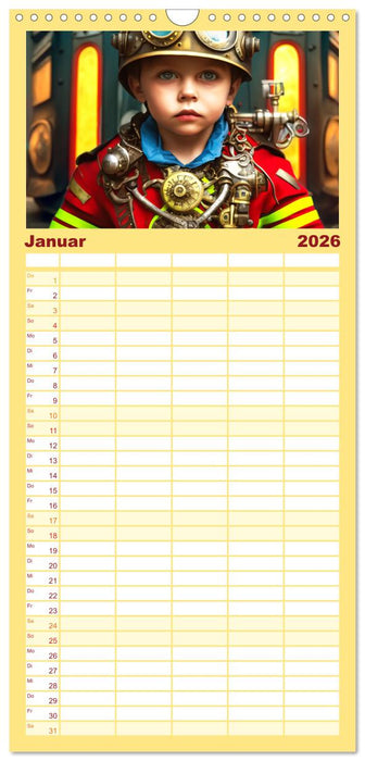 Starke Jungen - Steampunk Welten (CALVENDO Familienplaner 2026)