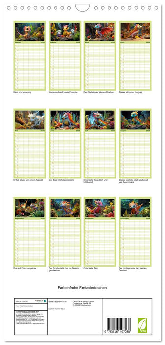 Farbenfrohe Fantasiedrachen (CALVENDO Familienplaner 2026)