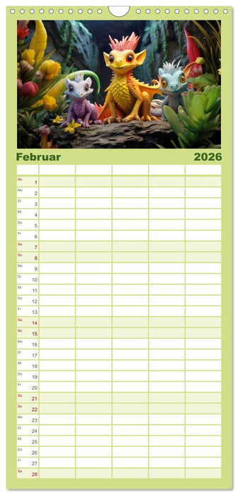 Farbenfrohe Fantasiedrachen (CALVENDO Familienplaner 2026)