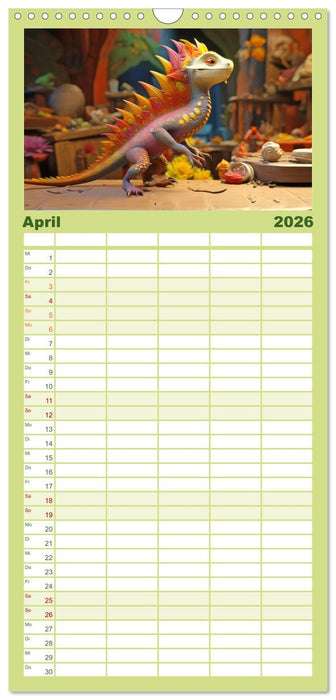 Farbenfrohe Fantasiedrachen (CALVENDO Familienplaner 2026)